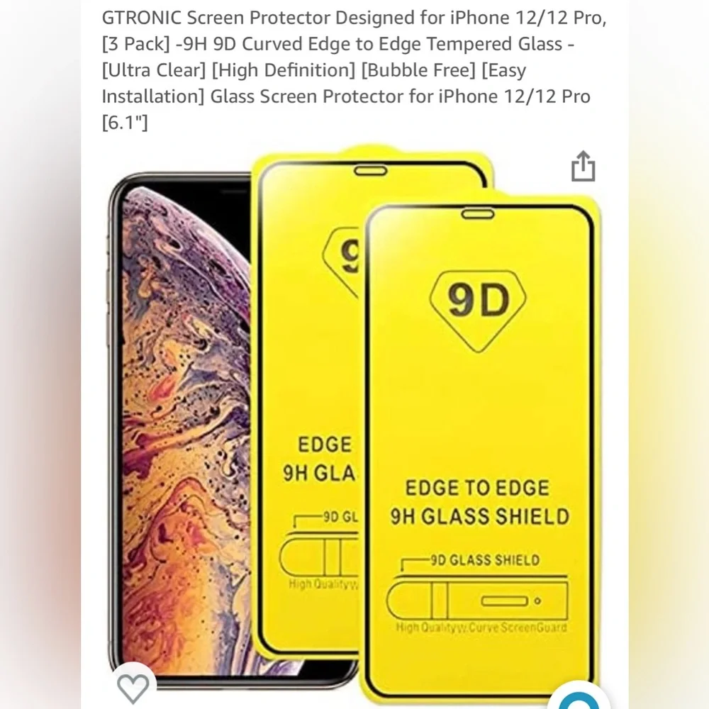 GTRONIC Screen Protector iPhone 12/12 Pro, [3 Pack] -9H